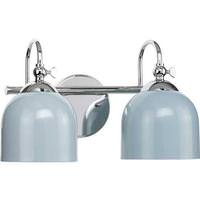 View 2 Light 120 volt Polished Chrome Vanity Blue Metal Dome Light Fixture