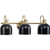 View 3 Light 120 volt Vintage Brass Vanity Black Metal Dome Light Fixture