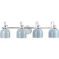 Progress Lighting 4 Light 120 volt Polished Chrome Vanity Blue Metal Dome Light Fixture