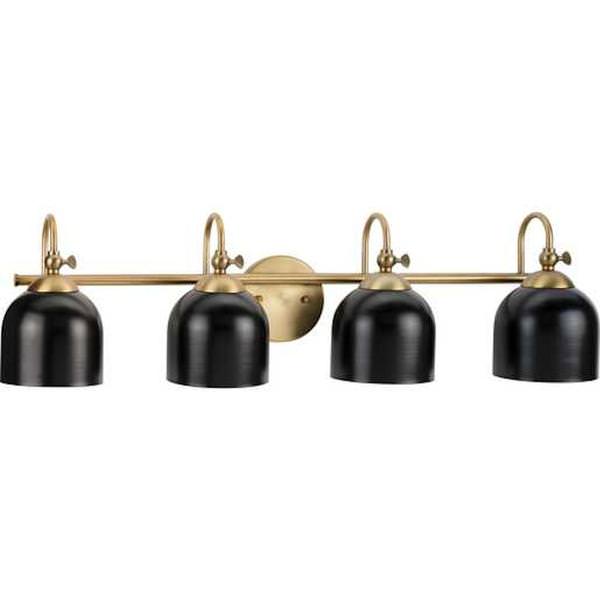 4 Light 120 volt Vintage Brass Black Metal Dome Light Fixture