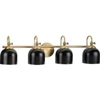Progress Lighting 4 Light 120 volt Vintage Brass Black Metal Dome Light Fixture