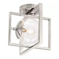 Progress Lighting 1 Light 120 volt Brushed Nickel Round Clear Glass Ceiling Light Fixture