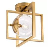 Progress Lighting 1 Light 120 volt Brushed Bronze Round Clear Glass Ceiling Light Fixture