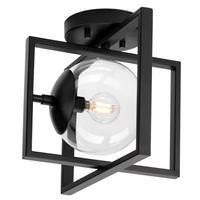 Progress Lighting 1 Light 120 volt Matte Black Round Clear Glass Ceiling Light Fixture