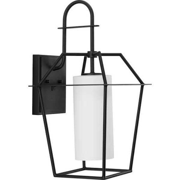 1 Light Black with Etched Opal Glass Large Chilton Wall Light Fixture