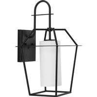 Progress Lighting 1 Light Black with Etched Opal Glass Large Chilton Wall Light Fixture