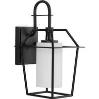 Progress Lighting 1 Light Black with Etched Opal Glass Small Chilton Wall Light Fixture