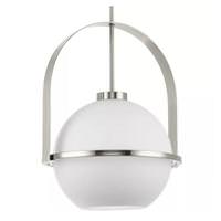 Progress Lighting 1 Light Brushed Nickel Etched Opal Glass Globe Pendant Light Fixture