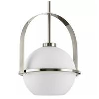 Progress Lighting 1 Light Brushed Nickel Etched Opal Glass Globe Pendant Light Fixture