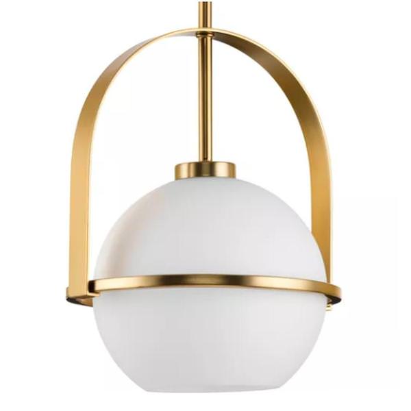 1 Light Brushed Bronze Etched Opal Glass Globe Pendant Light Fixture