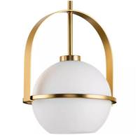 View 1 Light Brushed Bronze Etched Opal Glass Globe Pendant Light Fixture