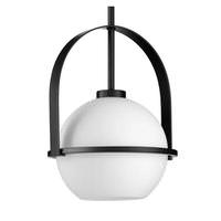 Progress Lighting 1 Light Matte Black Etched Opal Glass Globe Pendant Light Fixture