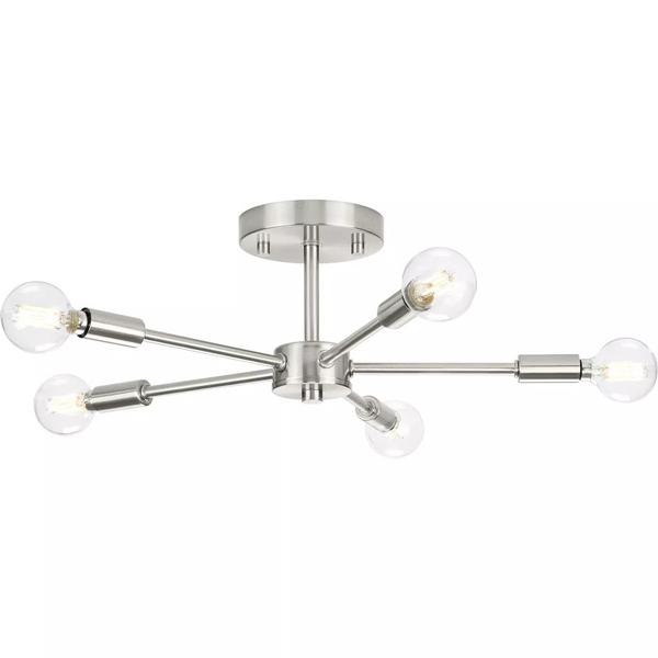 5 Light Brushed Nickel Modern Ceiling Light Fixture