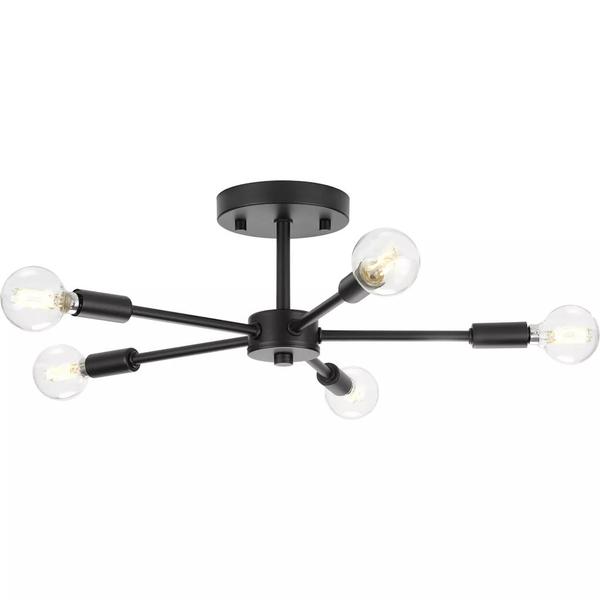 5 Light 120 volt Matte Black Modern Ceiling Light Fixture
