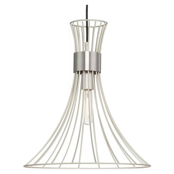1 Light Brushed Nickel Finish Brushed Nickel Accent Mid-Century Modern Style Pendant Light Fixture