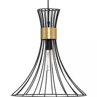 Progress Lighting 1 Light Matte Black Brushed Bronze Accent Mid-Century Modern Style Pendant Light Fixture