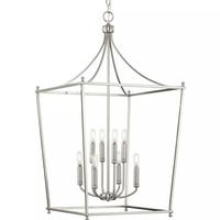 Progress Lighting 8 Light Brushed Nickel Finish Open Cage Design Pendant Light Fixture