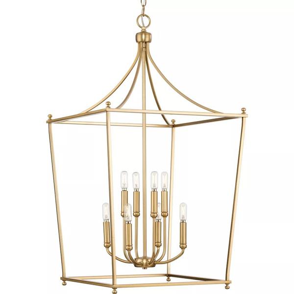8 Light Brushed Bronze Finish Open Cage Design Pendant Light Fixture