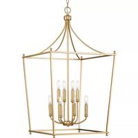 Progress Lighting 8 Light Brushed Bronze Finish Open Cage Design Pendant Light Fixture