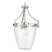 Progress Lighting 1 Light Brushed Nickel Clear Glass Shade Dimmable Pendant Light Fixture