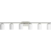 Progress Lighting 6 Light 120 volt Brushed Nickel Vanity Etched White Glass Light Fixture