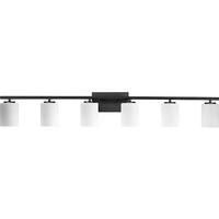 Progress Lighting 6 Light 120 volt Textured Black Vanity Etched White Glass Light Fixture