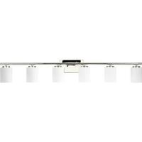 Progress Lighting 6 Light 120 volt Polished Nickel Vanity Etched White Glass Light Fixture