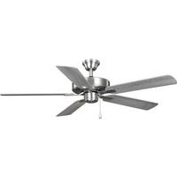 Progress Lighting 52" Brushed Nickel 5 Silver/Grey Weathered Wood Reversible Blade Ceiling Fan