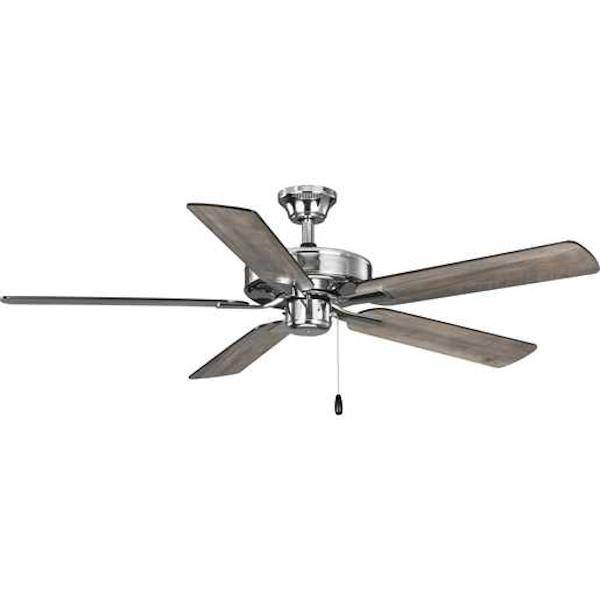 52" Polished Chrome 5 Black/Rustic Charcoal Reversible Blade Ceiling Fan