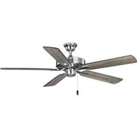 Progress Lighting 52" Polished Chrome 5 Black/Rustic Charcoal Reversible Blade Ceiling Fan