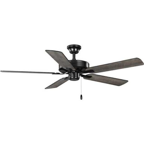 52" Matte Black 5 Black/Rustic Charcoal Reversible Blade Ceiling Fan