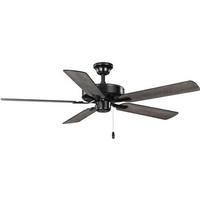 Progress Lighting 52" Matte Black 5 Black/Rustic Charcoal Reversible Blade Ceiling Fan