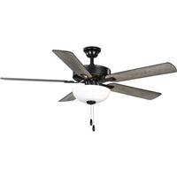 Progress Lighting 52" 2 Lamp Matte Black 5 Black/Rustic Charcoal Reversible Blade Ceiling Fan
