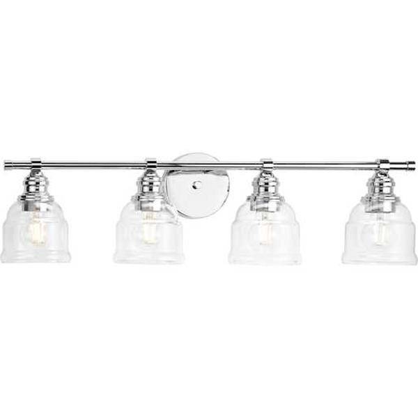 4 Light 120 volt Polished Chrome Vanity Clear Glass Light Fixture