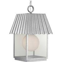 Progress Lighting 1 Light Galvanized with Clear Silver Mesh Glass Hanging Light Fixture