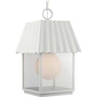 Progress Lighting 1 Light Shelter White with Clear Silver Mesh Glass Hanging Light Fixture