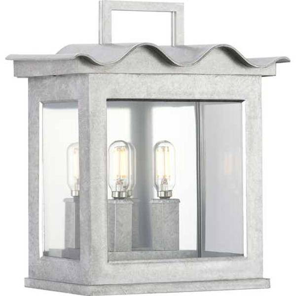 2 Light Galvanized with Clear Flat Glass Outdoor Point Dume-Seamoor Wall Light Fixture