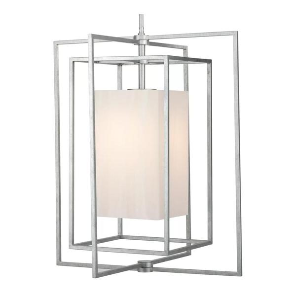 1 Light Galvanized with Marblized Plastic Square Hanging Pendant Light Fixture