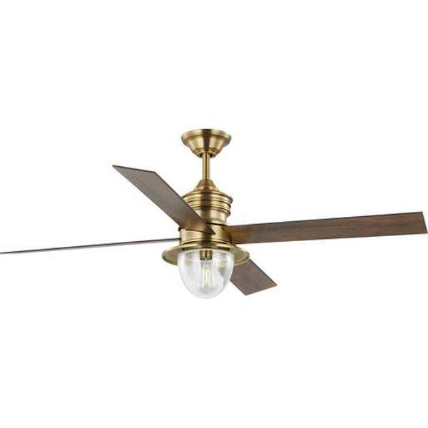 56" 1 Lamp Vintage Brass 4 Chestnut Blade LED Ceiling Fan