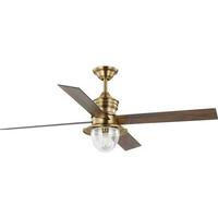 Progress Lighting 56" 1 Lamp Vintage Brass 4 Chestnut Blade LED Ceiling Fan