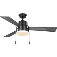 Progress Lighting 52" Matte Black 3 Matte Black/Distressed Ebony Reversible Blade Indoor LED Ceiling Fan
