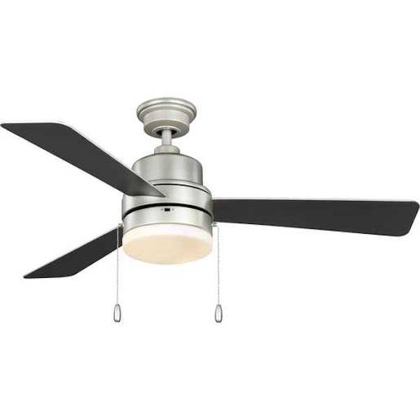 52" Painted Nickel 3 Silver/Matte Black Reversible Blade Indoor LED Ceiling Fan