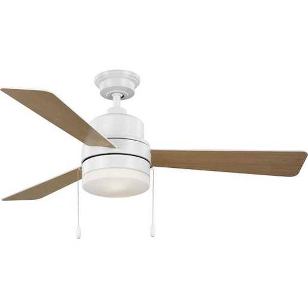 52" White 3 Matte White/Natural Cherry Reversible Blade Indoor LED Ceiling Fan