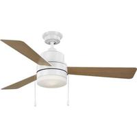 Progress Lighting 52" White 3 Matte White/Natural Cherry Reversible Blade Indoor LED Ceiling Fan