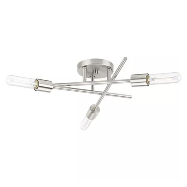 3 Light 120 volt Brushed Nickel Modern Ceiling Light Fixture