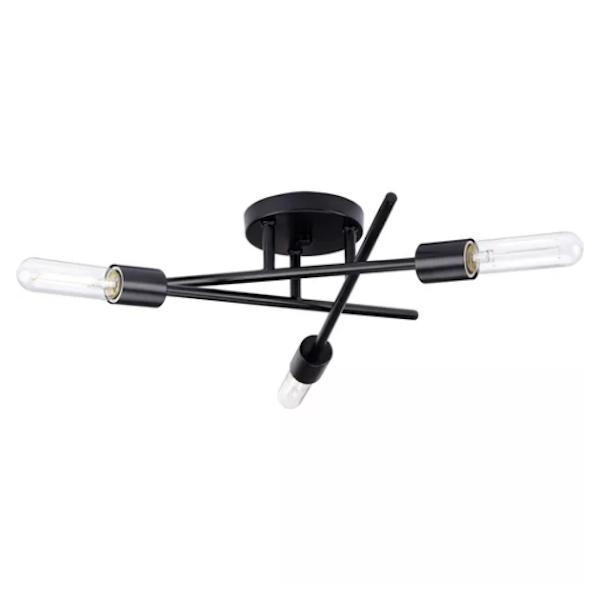 3 Light 120 volt Matte Black Modern Ceiling Light Fixture