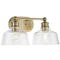 View 2 Light 120 volt Vintage Brass Vanity Light Fixture