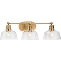 View 3 Light 120 volt Vintage Brass Vanity Light Fixture
