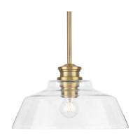 Progress Lighting 1 Light Vintage Brass Clear Glass Shade Pendant Light Fixture