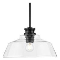 Progress Lighting 1 Light Matte Black Clear Glass Shade Pendant Light Fixture